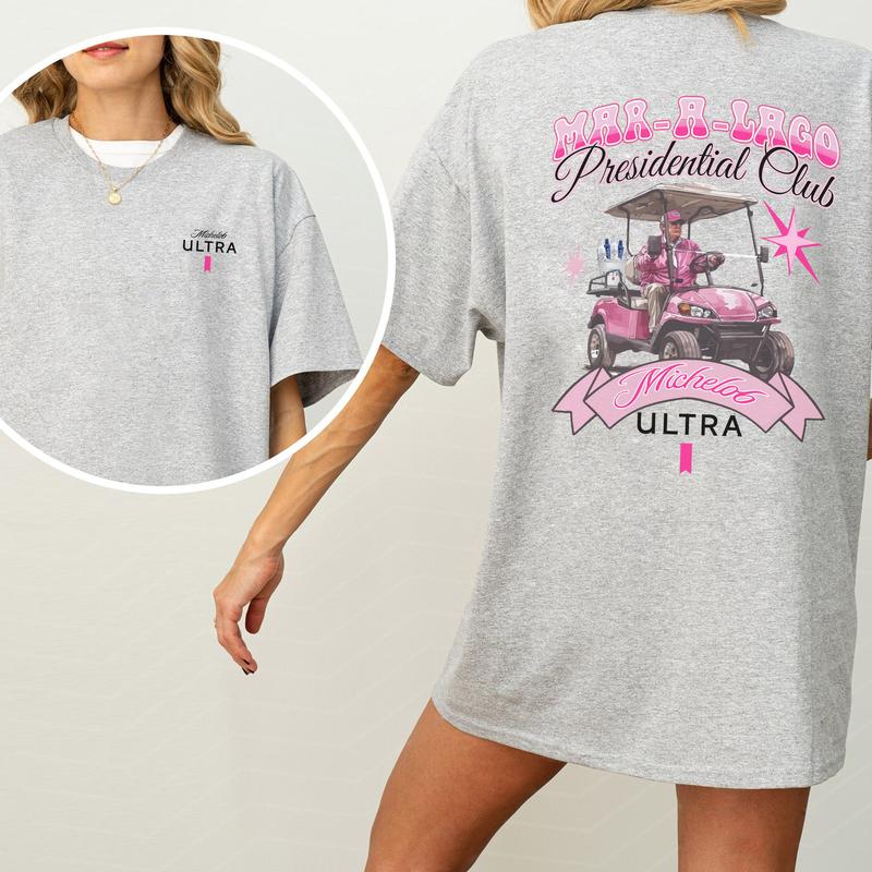 Golf Club Michelob Ultra Beer Pink Graphic Shirt, Funny Golf T-shirt, Drinking Tshirt, Drink Shirt, Comfort Clothing, Cotton Fabric Tshirt, Printed Wo