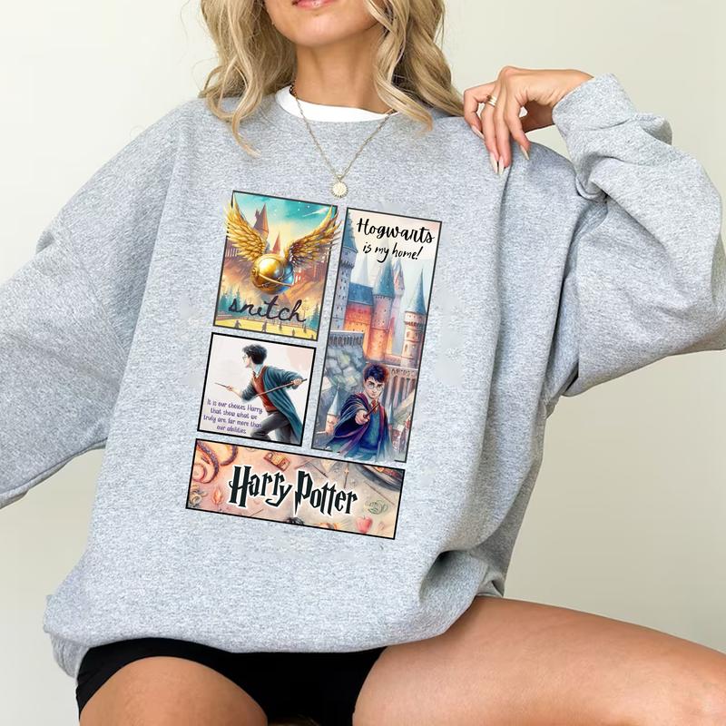 HP Hogwarts Is My Home Unisex Sweatshirt Hoodie Shirt Cotton Relaxed Fit, Hogwarts T-Shirt, Harry Tee