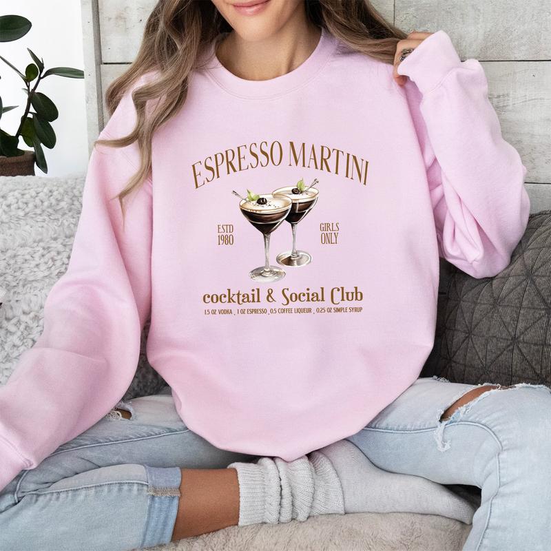 Women's Letter & Drink Print Drop Shoulder Sweatshirt, Casual Long Sleeve Round Neck Pullover for Fall & Winter, Ladies Clothes for Daily Wear, Crewne