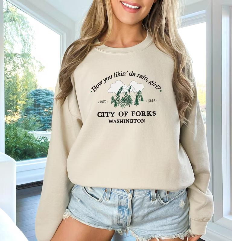 Twilight Sweatshirt, Forks Washington Crewneck Shirt, Book Bookish Gift, Edward Cullen Twilight Merch Parody Gift for Best Friend