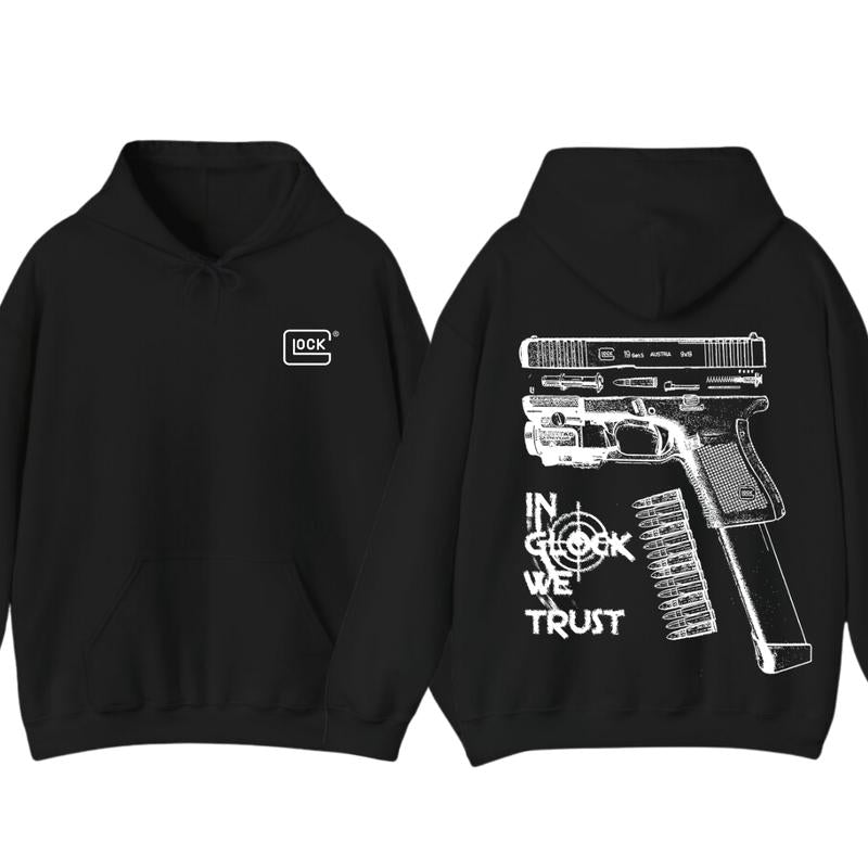 In GLock We Trust Hoodie - Glock Hoodie - Full Color Double Sided - Men's & Women's Classic Fit Long Sleeve Hoodie - Menswear unisex hoodie