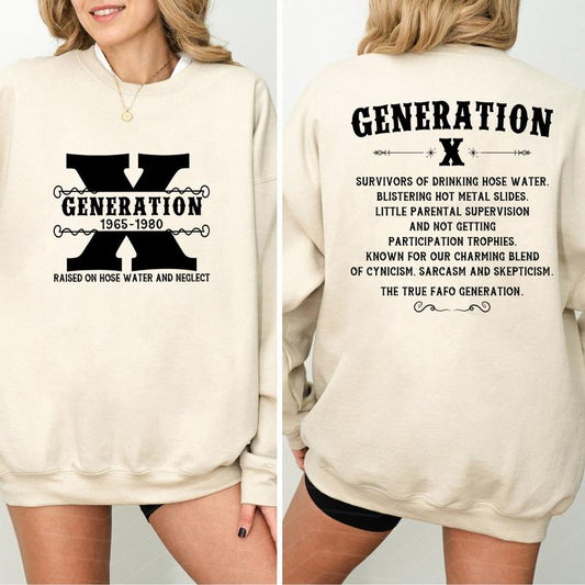 Gen X Raised On Hose Water Shirt FAFO Two Side, Classic GenX Humor T-Shirt For Proud Generation X Members