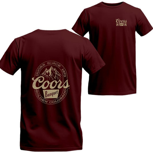 Coors Banquet Mountain Logo Front and Back Print T-shirt V2, Coors Short Sleeve Tee, Unisex Shirt, Menswear Top, beer shirt, drinking shirt