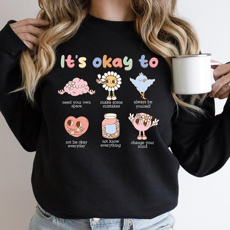 Retro It's Okay To Make Some Mistakes Sweatshirt, Hippie Motivational Sweater, Mental Health Matters Shirt, Special Education Teacher T-Shirt