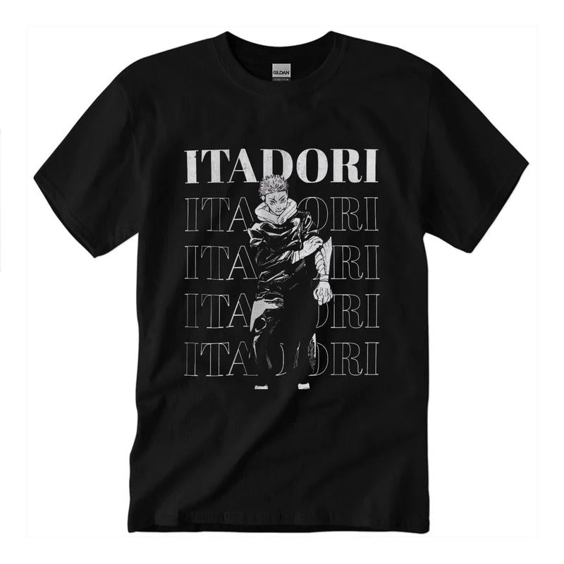 Yuji Itadori Jujutsu Kaisen T-Shirt, Vintage Streetwear T-Shirt Unisex Classic Collar
