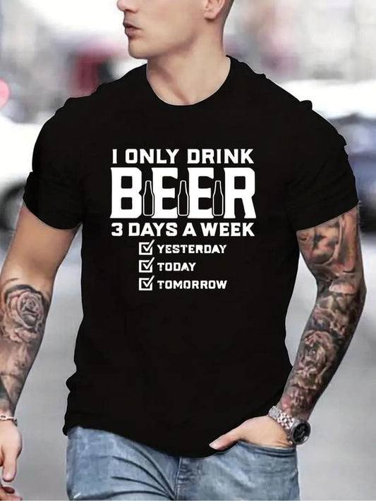 Men's Summer Graphic Short Sleeve Tee, Regular Fit Round Neck Casual T-Shirt for Streetwear Style, Trendy Men's T Shirts for Summer Outfits