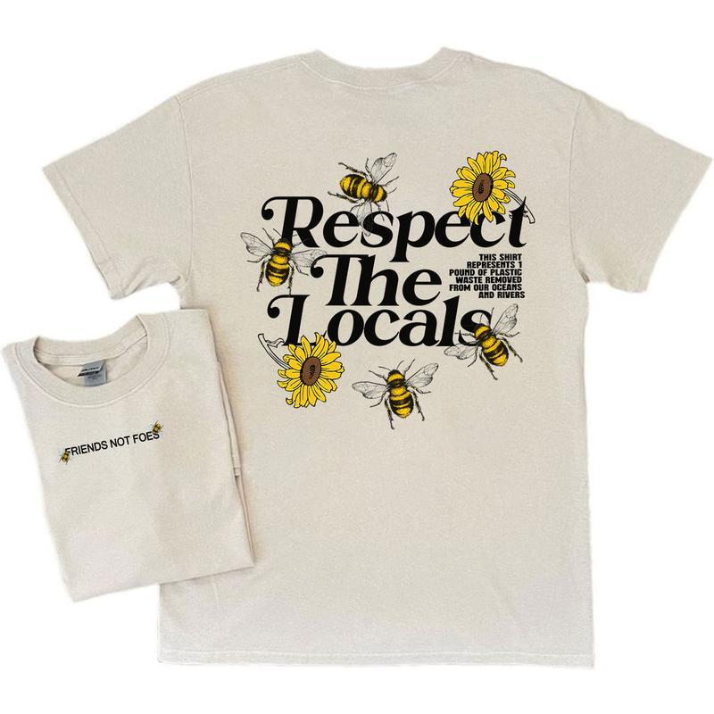 Respect Your Local Bees Graphic Shirt, Full Color, Unisex T-Shirt, For Men, For Women Classic Cotton