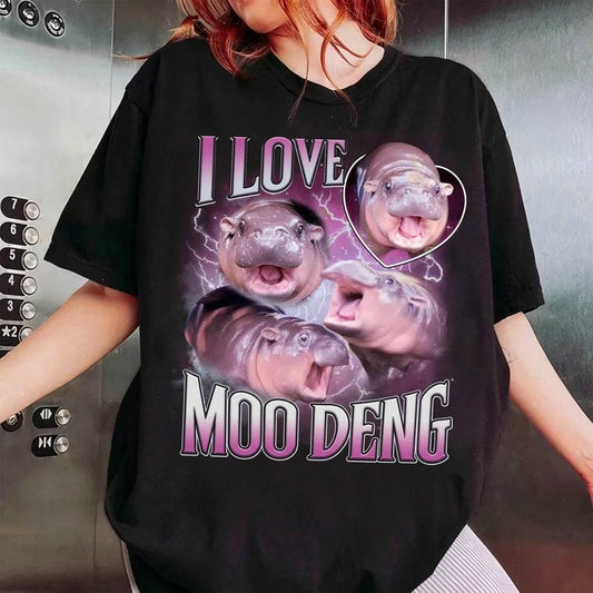 Moo Deng Shirt, I Love Moo Deng Shirt, Khao Kheow Open Zoo T-Shirt, Hippo Lover T-Shirt