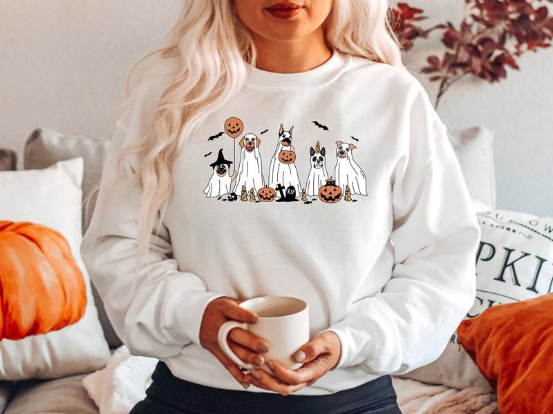 Ghost Dog Halloween Crewneck Sweatshirt, Hoodie, T-shirt