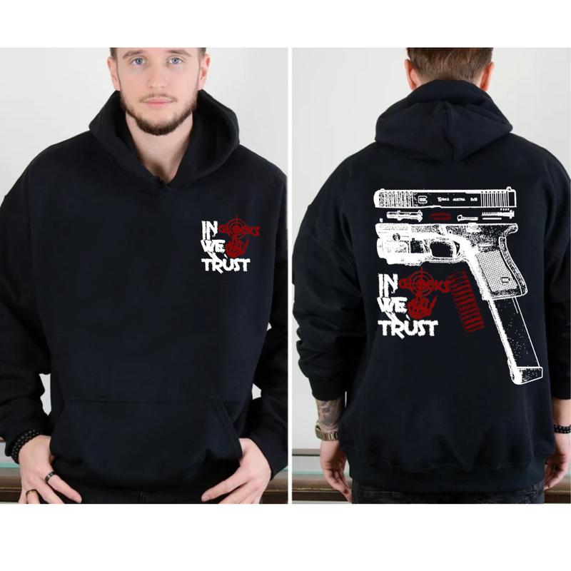 In Glock We Trust Bone Hand Halloween 2 Side Hoodie,Glock Halloween Hoodie,Bone Hand Halloween Glock Shirt, For Her For Him Classic Menswear