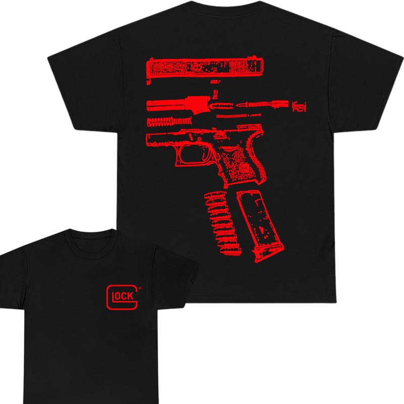 IN GLOCK WE TRUST 2 side T-shirt,Design Red, T-shirt For Men, GIft For Men,Full color, Menswear Top