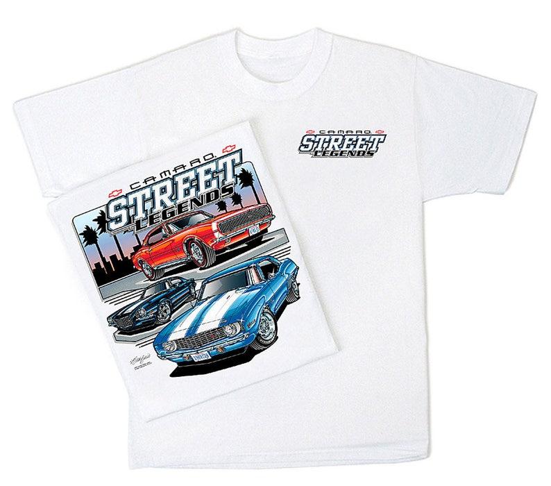 Camaro Street Legends White T-Shirt Chevrolet Chevy 1967 1968 1969 1970 RS SS Z28