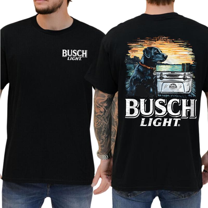 Casual, 2-sided Busch Light Men Limited T-shirt Crewneck, Full Color, For Men ,Gift For men, Casual