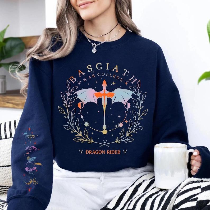 Fourth Wing Sweatshirt, Custom Basgiath War College Sweater, Dragon Rider, Violet Sorrengail, Fantasy Reader, Xaden Riorson, Riders Quadrant