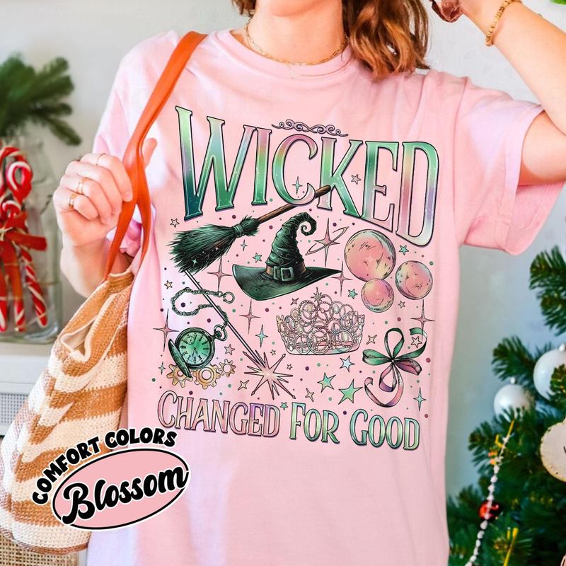 Wicked Change For Good Comfort Colors T-shirt, Defy Gravity Broomstick & Magic Wand Shirt, Wizard Movie Fan Gift, Wicked Musical Fan Shirt -  Gift for