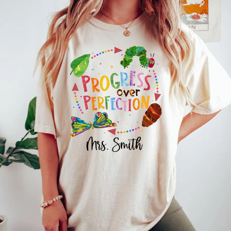 Progress Over Perfection Custom Teacher Name Shirt (Please Inbox In Message Or Note In Ordered), Progress Over Perfection Shirt, Teacher T-shirt, Frie