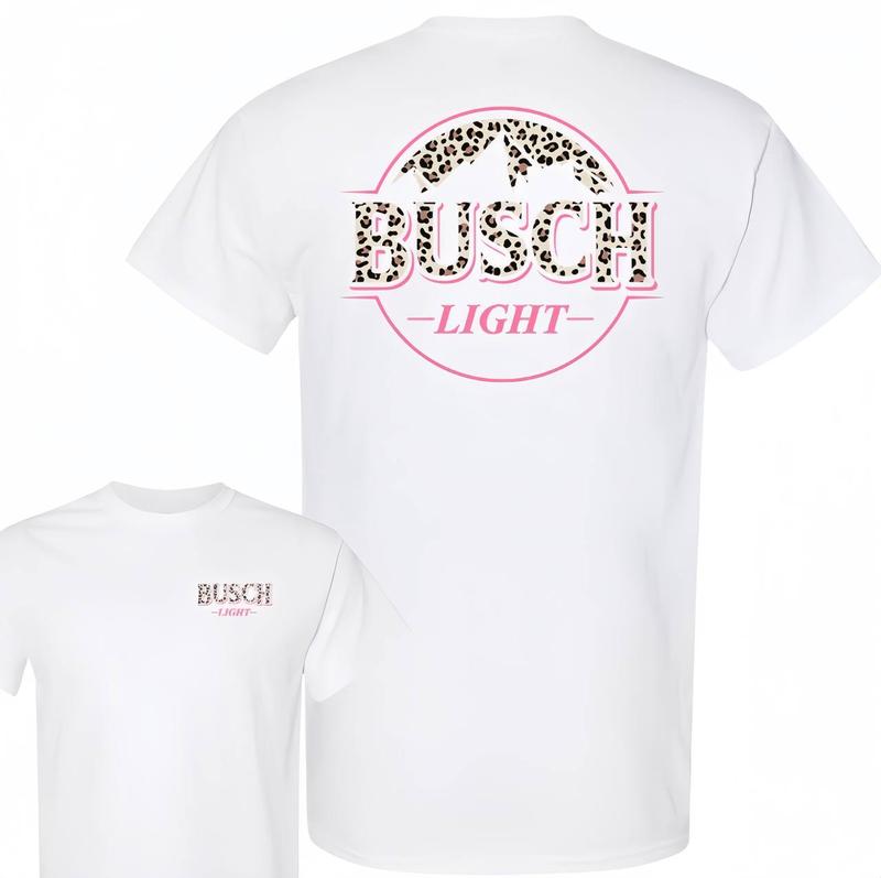 Busch Light Logo Cotton T-shirt, Summer Tee, Full Color, Clothing For Men, For Women