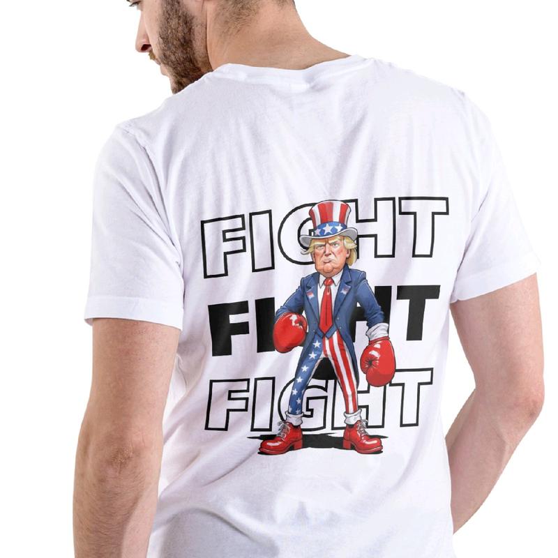 Trump Fight Fight Fight Men's T-Shirt, Menswear Crewneck, Cotton maga shirt trump vance t shirt funny meme