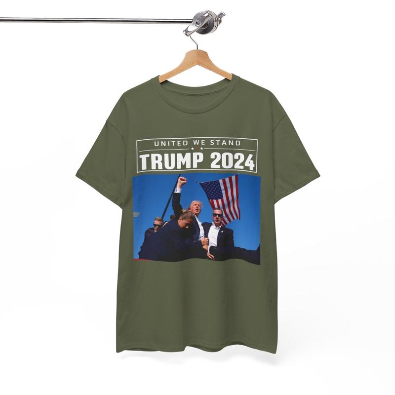 Trump United We Stand - Trump 2024 - Trump Rally Shooter Tshirt - Trump You Missed - Trump Survived - USA Freedom - Donald J. Trump Unisex Heavy Cotto