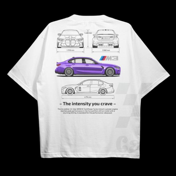 Drive in Style Car-Themed T-Shirts, G80 M3 BluePrint T-Shirt, G80 M3 BluePrint Technical Specs T-Shirt, Racing Shirt, Sport Car Shirt Top Menswear