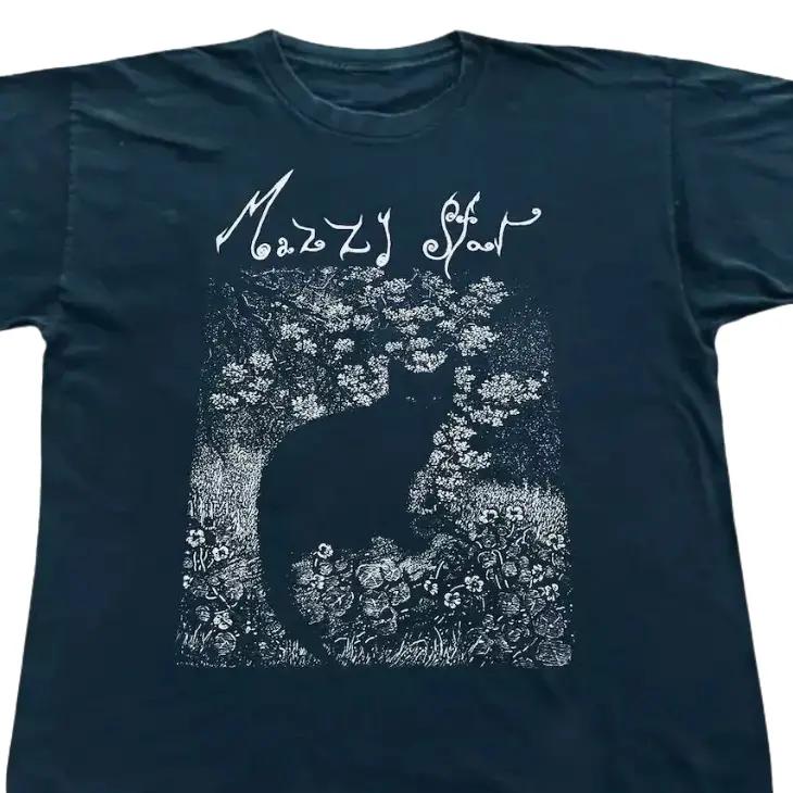1990 Early Mazzy Star Cat Cotton Streetwear T-Shirt Menswear Unisex Tshirt Top Print Top Print