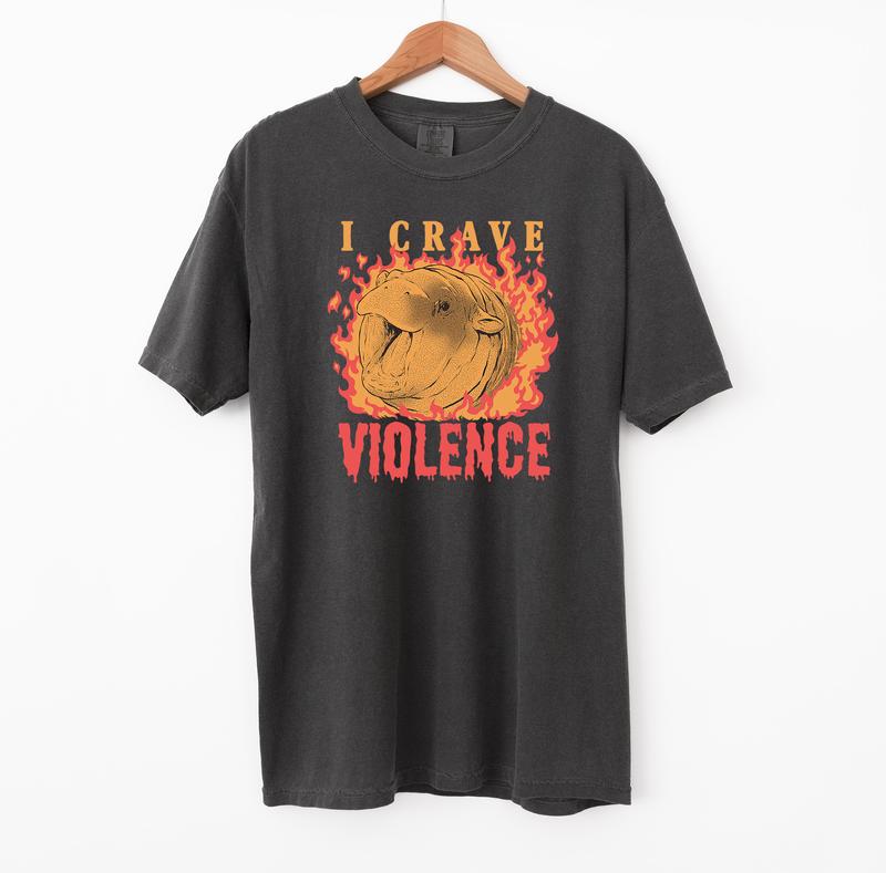 I Crave Violence Hippo T Shirt, Moo Deng Comfort Colors T-Shirt
