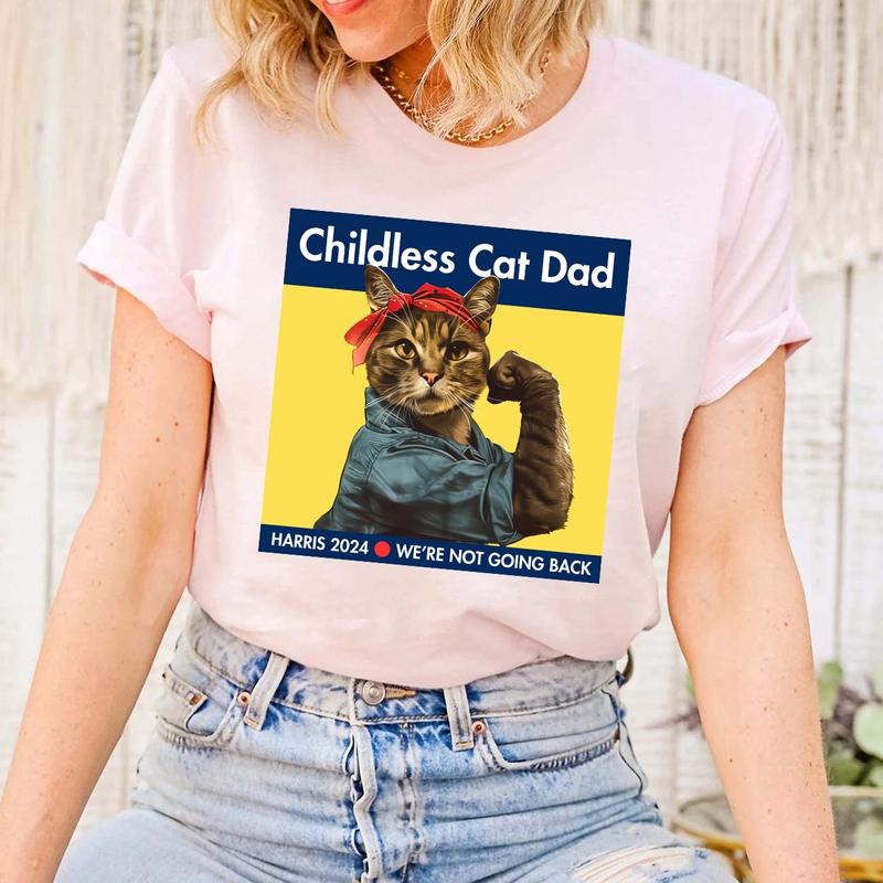 Childless Cat Dad Shirt, Harris Walz 2024 Cat T-Shirt, Cat Dad For Men, Holiday Gift, Kamala For The People, Vice President TShirt