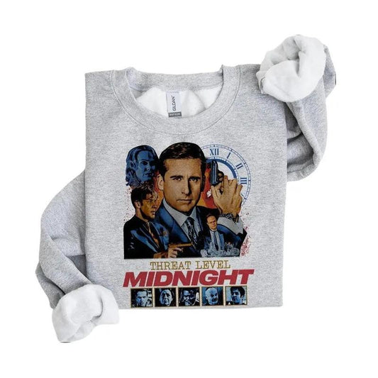 The Office Threat Level Midnight Vintage Shirts, Cotton Unisex Sweatshirt, Crew Neck, Size S- 3XL, Menswear Top, Womenswear Top Underwear Streetwear