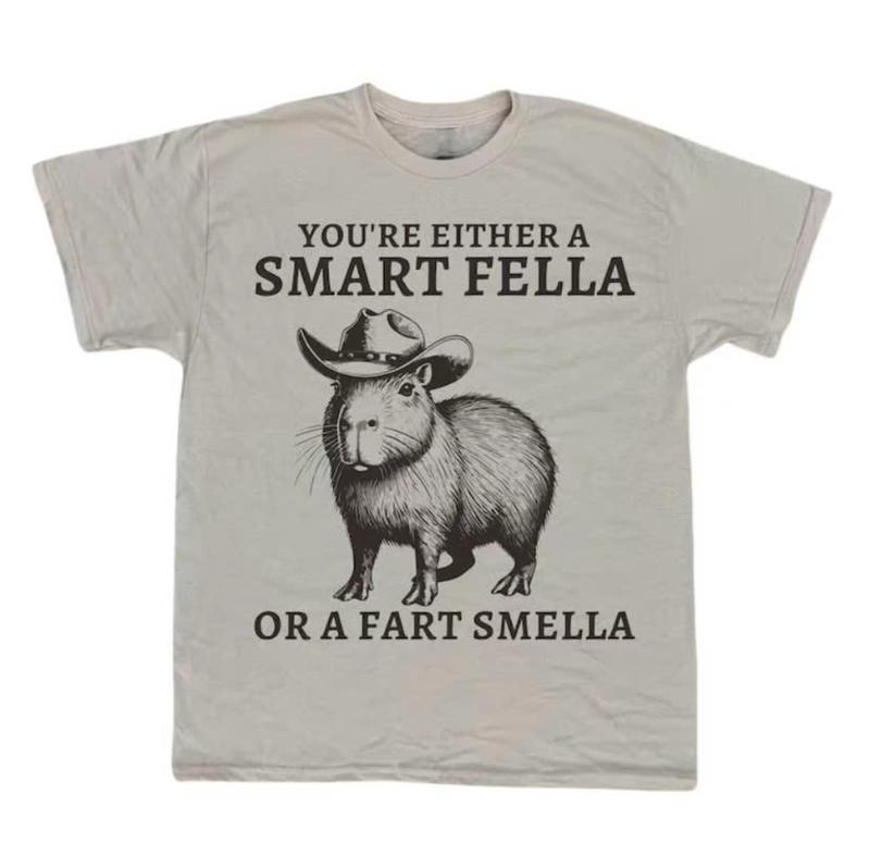 Retro Smart Fella Capybara 90s Shirt, Funny Capybara Tee, Meme Shirt Comfort Cotton