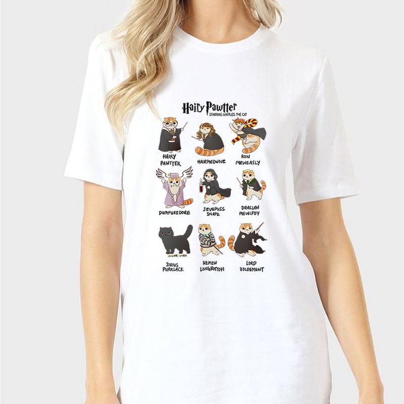 HP Potter Meow Sweatshirt Hoodie Shirt, gift for fan Cotton Menswear Relaxed Fit Sweaters Tee