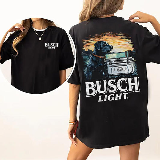 Limited Busch Light Men Best Friend 2-Sided Shirt, Men's Best Friend Dog T-shirt, Drinking Tshirt, Vintage Outdoors Beer Drink Tops, Cotton Womenswear