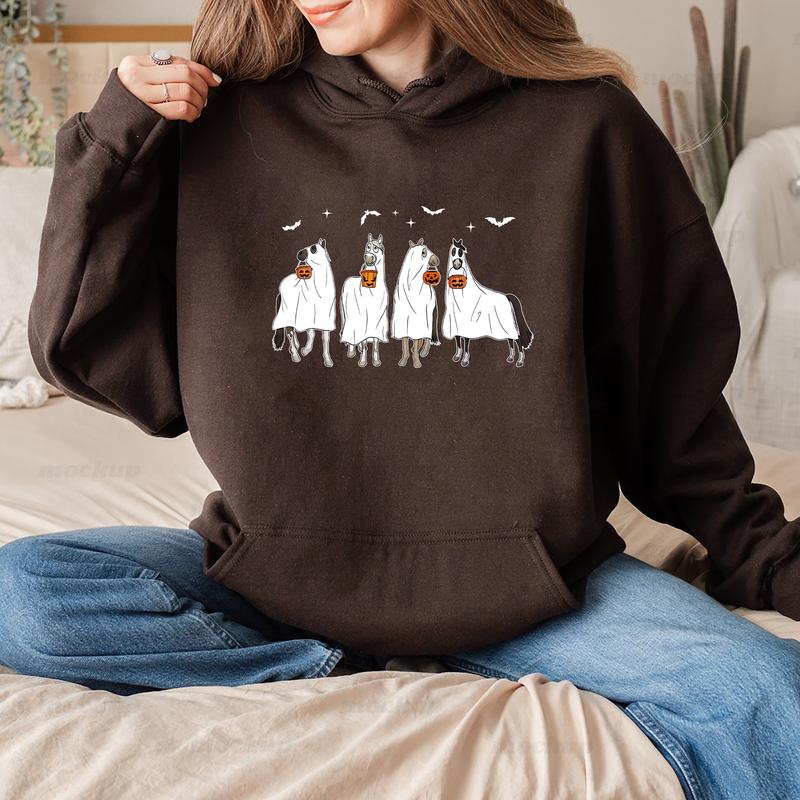 Horses Halloween Crewneck Sweatshirt Hoodie Tshirt, Halloween 2024 Gifts