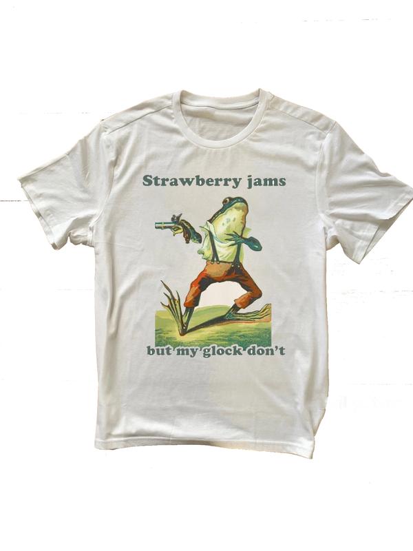 Strawberry Jams But My Glock Don't Shirt Funny T-shirt Meme Unisex Men Women Cotton Crew Neck Size S-3XL Casual Classic