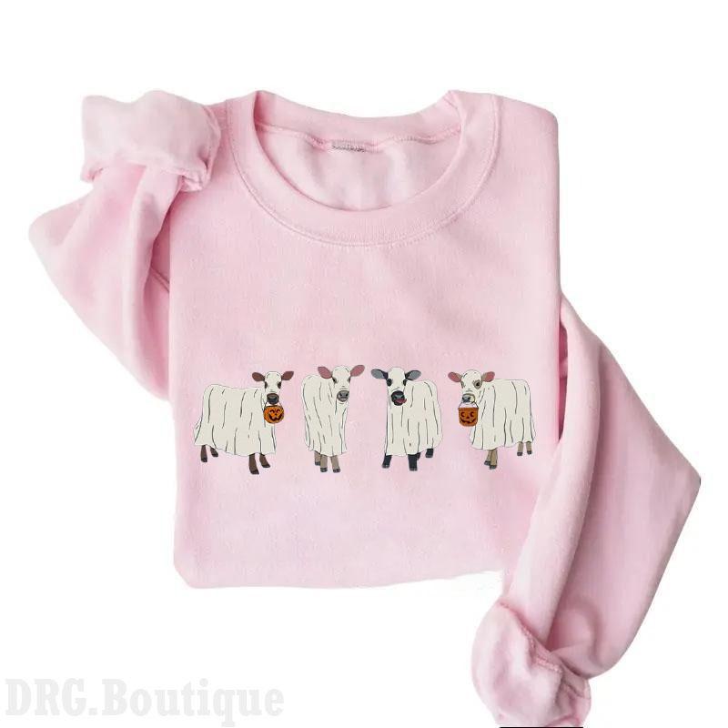 Ghost Cows Halloween Sweatshirt, Ghost Cows Halloween 2024 Merch Women's Shirt, Fall Merch Cotton Fit Unisex Womenswear