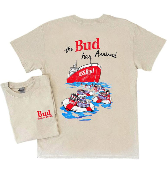 Budweiser 90'S Ship T-Shirt - 2 Side - Trendy To Timeless - Cross-Gender Fashion - Unisex Design - Colorful Range - Size Choices Galore, Unisex All St