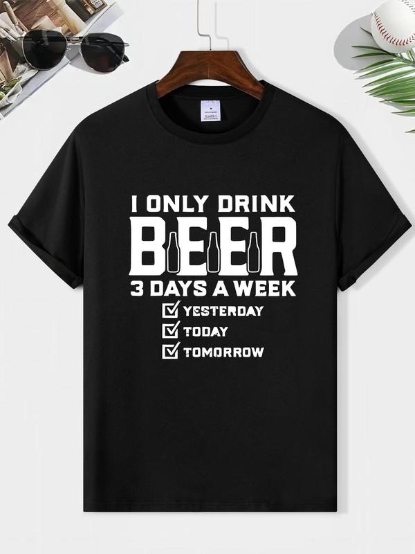 Men's Summer Graphic Short Sleeve Tee, Regular Fit Round Neck Casual T-Shirt for Streetwear Style, Trendy Men's T Shirts for Summer Outfits