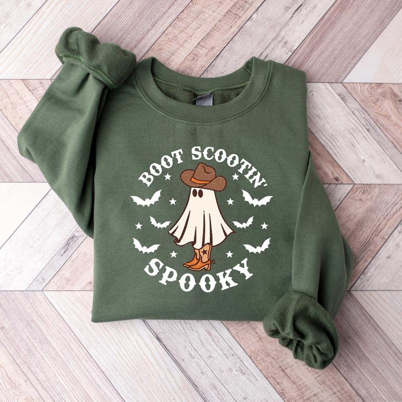 Boot Scootin Spooky Sweatshirt, Cute Spooky Halloween Shirt, Cowboy Ghost Tshirt, Western Halloween Shirt, Halloween Gifts