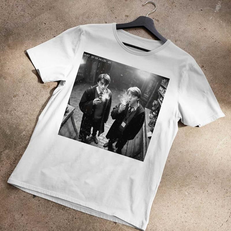 Meme 90s Shirt, Funny Harry And Ron Smoking Shirt, Potter Tshirt Wizarding Fan Shirt, Smoking at the Alley Shirt, HP Shirt, Wizard School Shirt, Harry