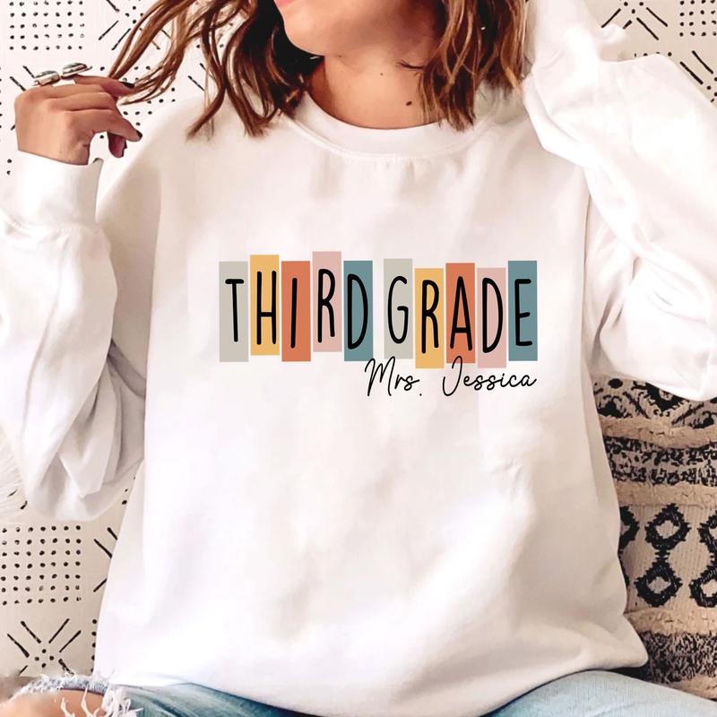 Happy First Day Of School 3rd Grade Teacher Shirt, Custom Name Shirt, Personalized Teacher Shirt (Please Inbox In Message), Third Grade Teacher Shirt,
