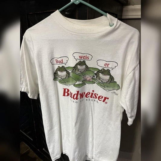 Vintage 1995 Budweiser T Shirt Frog T-shirt Bud Weis