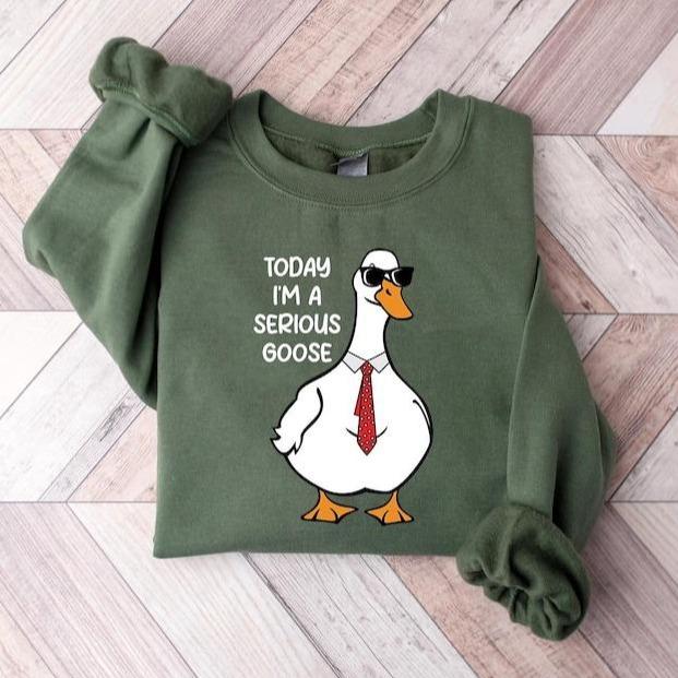Today I'm A Serious Goose Sweatshirt, Silly Goose Sweatshirt, Funny Men's Women's Sweater, Trendy College Hoodie Classic Crewneck, Full Sizes, Full Co