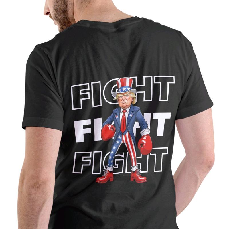 Trump Fight Fight Fight Men's T-Shirt, Menswear Crewneck, Cotton maga shirt trump vance t shirt funny meme