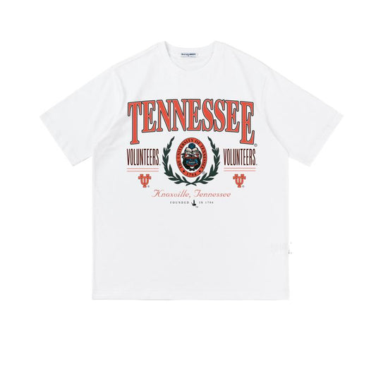 Vintage Tennesseee Volunteers T-shirt University Menswear Top Streetwear Shortsleeve Sport Basketball Football