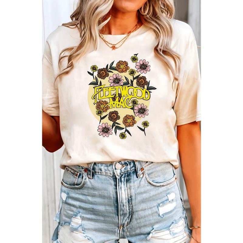 Fleetwood Mac Graphic Tee, Band Tee, Comfort Colors Tees, Pepper, Ivory And Orchid, Unisex Cotton Graphic Shirt