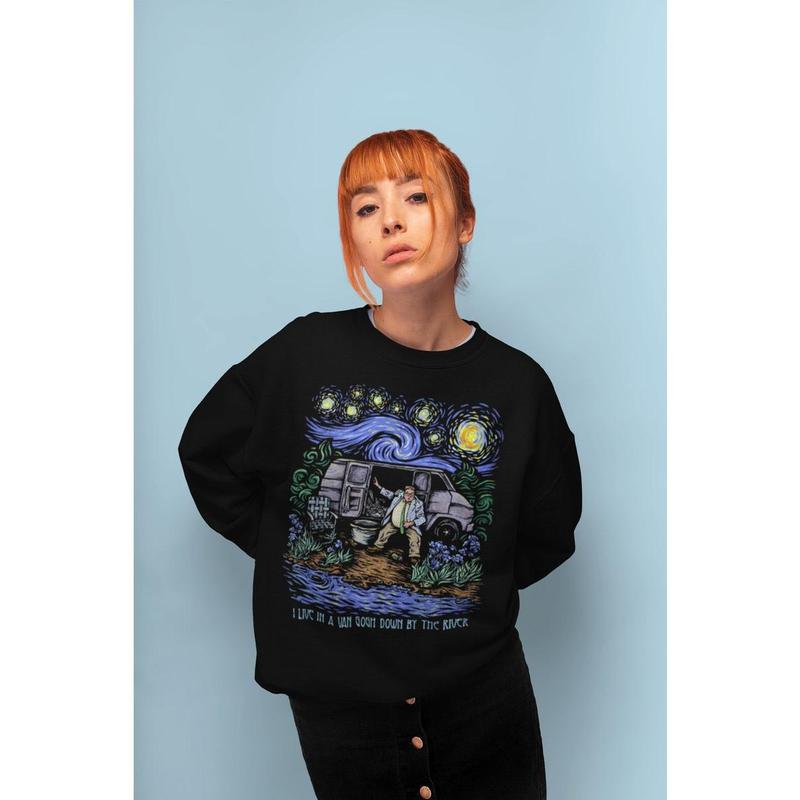 Van Gogh Down By The River Shirt, Matt Foley Shirts, Mordor Starry Night Tshirt, Down By The River Tee, Famous Artist, Vangogh Shirt