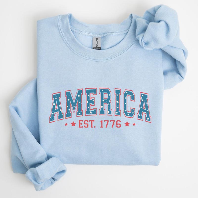 America, 1776, Patriotic, 4th of July Sweatshirt, Women's Crew Neck, Crewneck Casual Comfort Womenswear Comfortable Graphic
