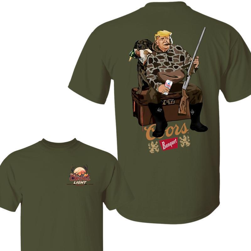Hunter Trumpp With Coors Light Beer T-Shirt, Camo Hunter Trumpp, Hunting Dog Shirt, Hunting Season, Gift for Trumpp Supporter, Election 2024, Full Siz