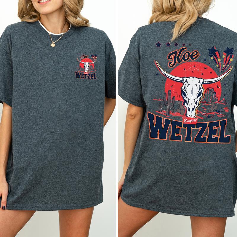 Vintage Koe Wetzel Bullhead Cowboy Shirt 2-Sided, Western Cowboy Printed Tee, Koe Wetzel Tshirt, Retro Bullhead T-shirt, Country Women's Tops, Soft Co