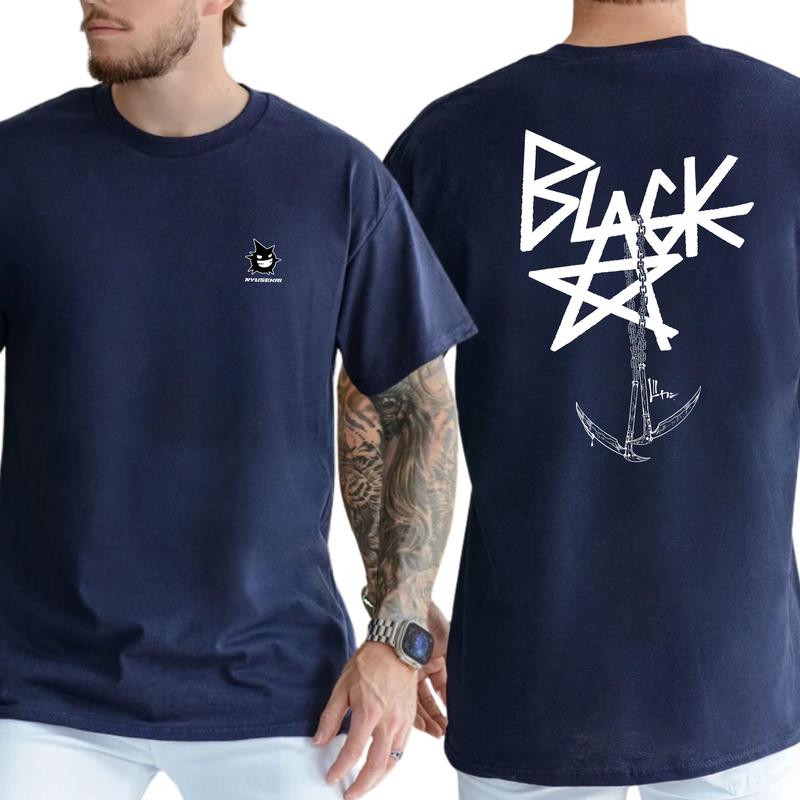 Men's Blackstar X Chain Scythe - Soul Eater 2 Sided T-Shirt, Gift For Men, Casual Menswear, Classic Cotton Top, Soft Fabric Shortsleeve Shirt