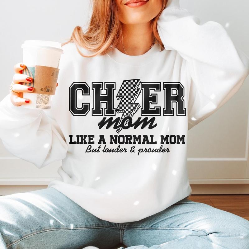 Cheer Mom Sweatshirt, Cheerleader Sweater, Cheerleader Mom Shirt, Cheer Mom Shirt, Cheer Life, Mom Life Tee, Full Sizes, Full Colors, Cotton Round Nec
